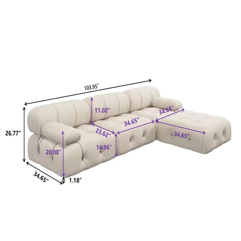 Nordic Modern Apartment Furniture Fabric Buckle Design Sofa Living Room Couch Light Luxury Sponge Sofa For Lock Design